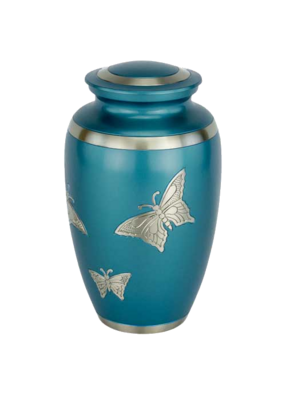 Blue Engraved Butterfly Brass