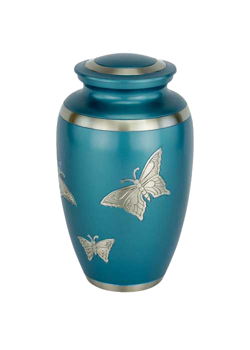 Blue Engraved Butterfly Brass